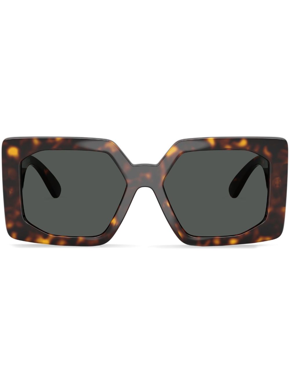 Versace Eyewear 雕刻美杜莎标牌太阳眼镜 - 褐色