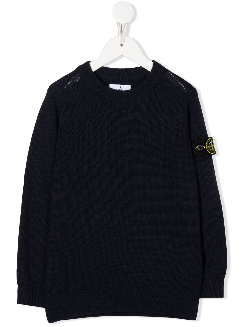Stone Island Junior 罗盘贴花圆领毛衣 - 蓝色
