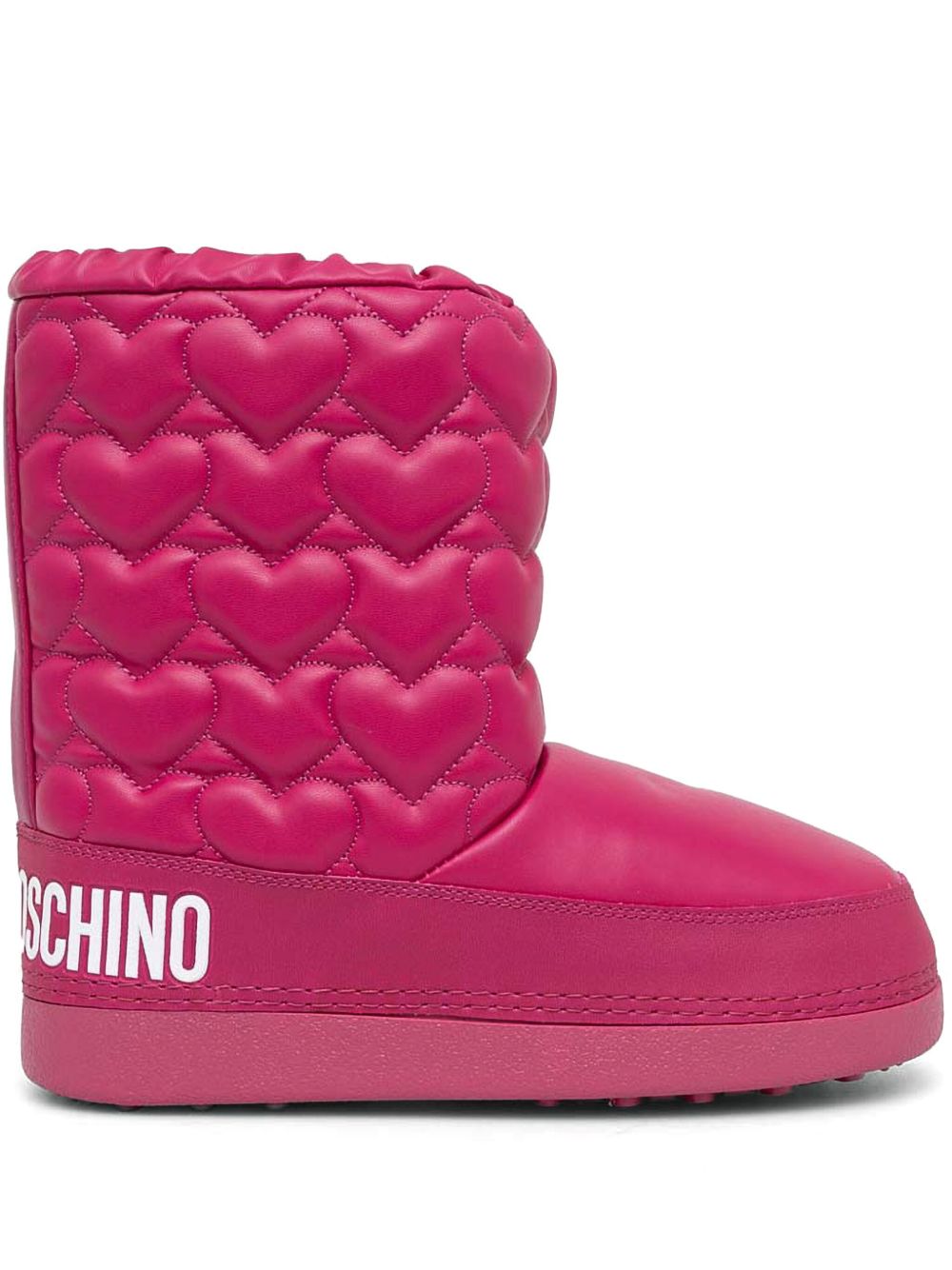 Love Moschino logo印花中筒靴 - 粉色