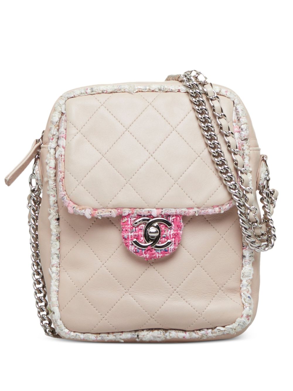 CHANEL Pre-Owned 粗花呢边饰斜挎包（2019年典藏款） - 粉色