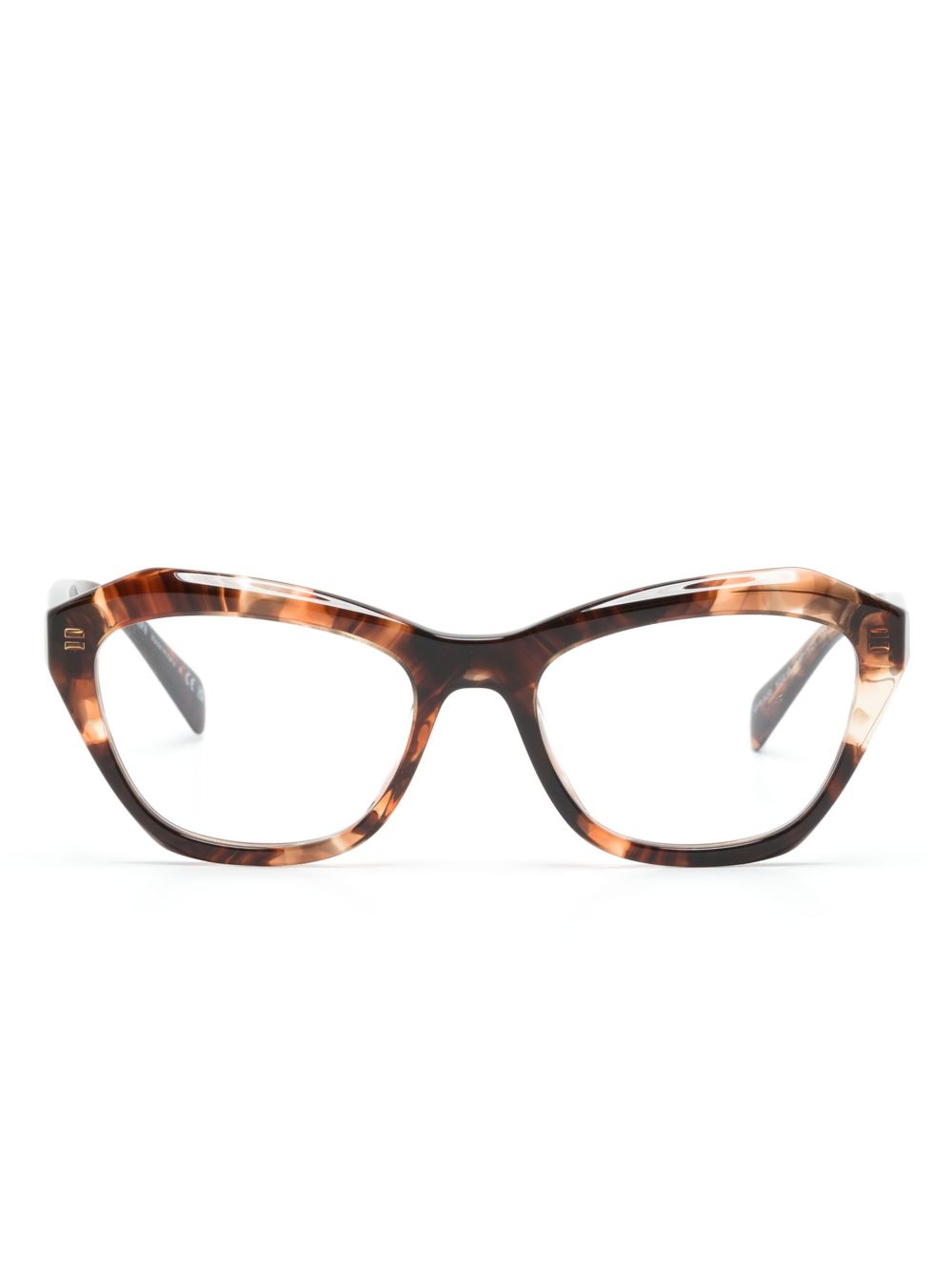 Prada Eyewear 玳瑁纹猫眼框眼镜 - 褐色