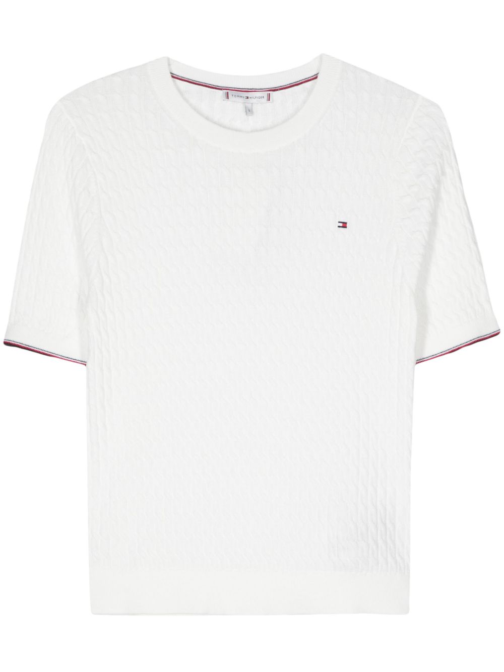 Tommy Hilfiger logo刺绣针织上衣 - 白色