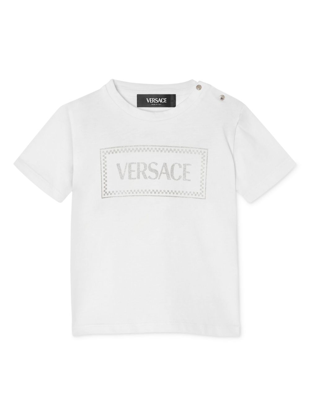 Versace Kids 亮片金葱logo印花T恤 - 白色