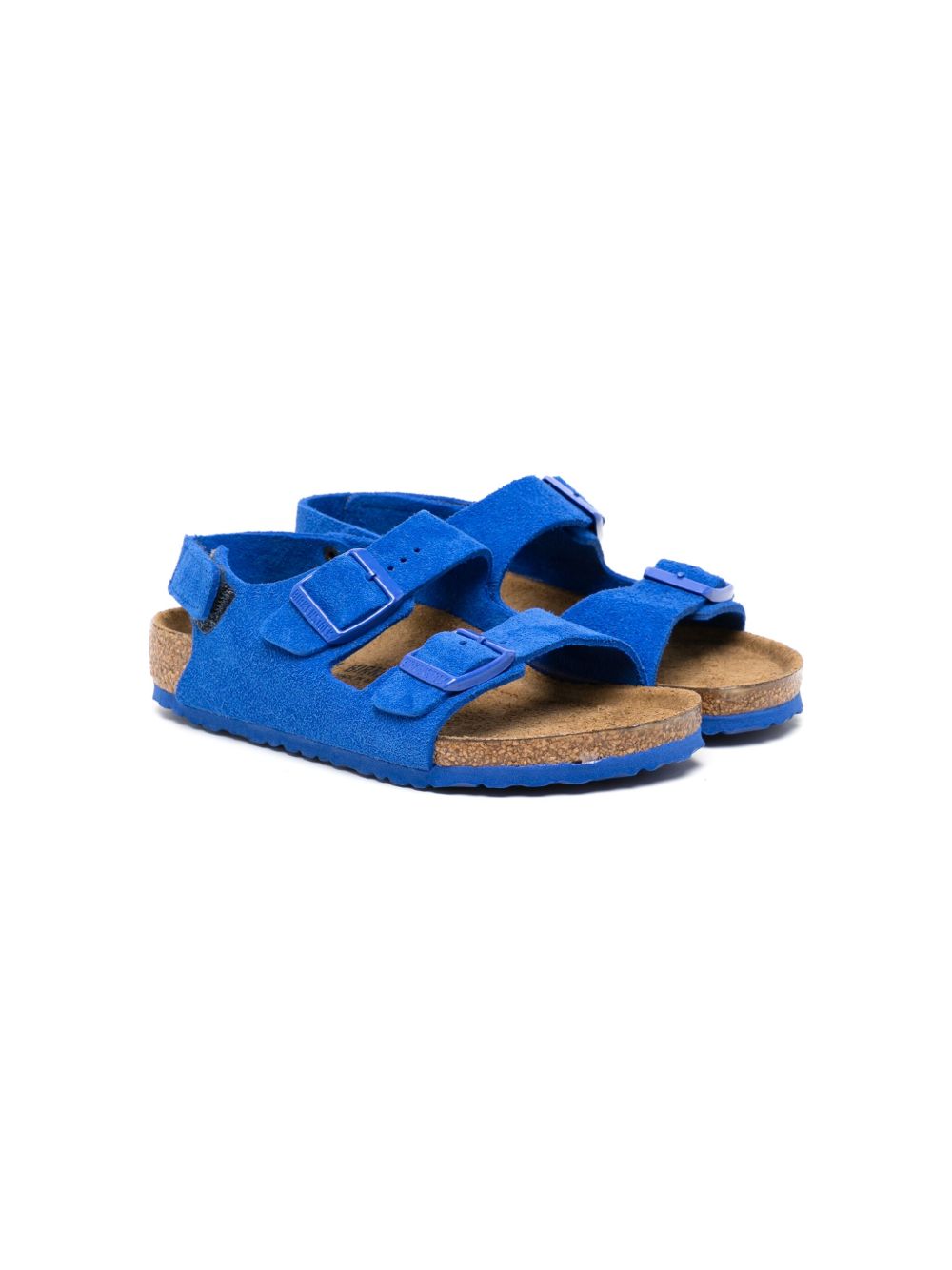 Birkenstock Kids Milano 裹踝绒面皮凉鞋 - 蓝色