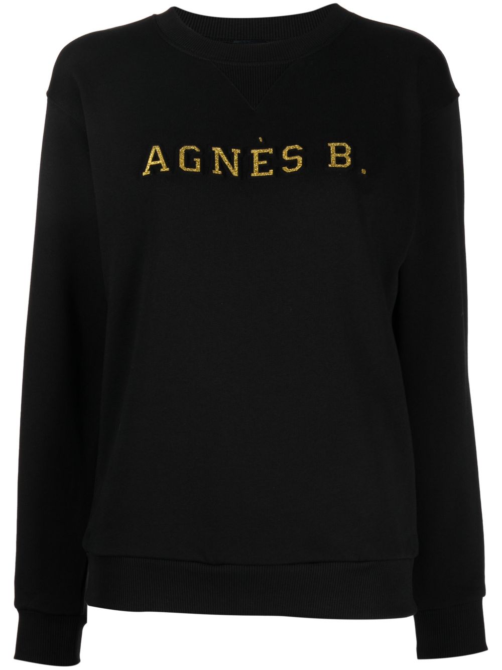 agnès b. logo印花棉卫衣 - 黑色