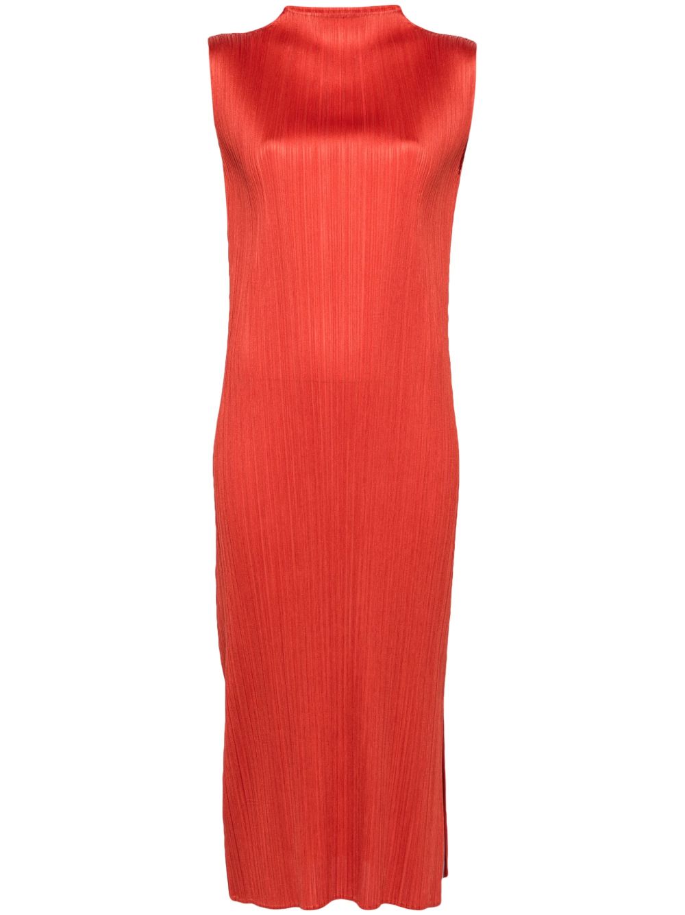 Pleats Please Issey Miyake Monthly Colors: April 百褶中长连衣裙 - 红色