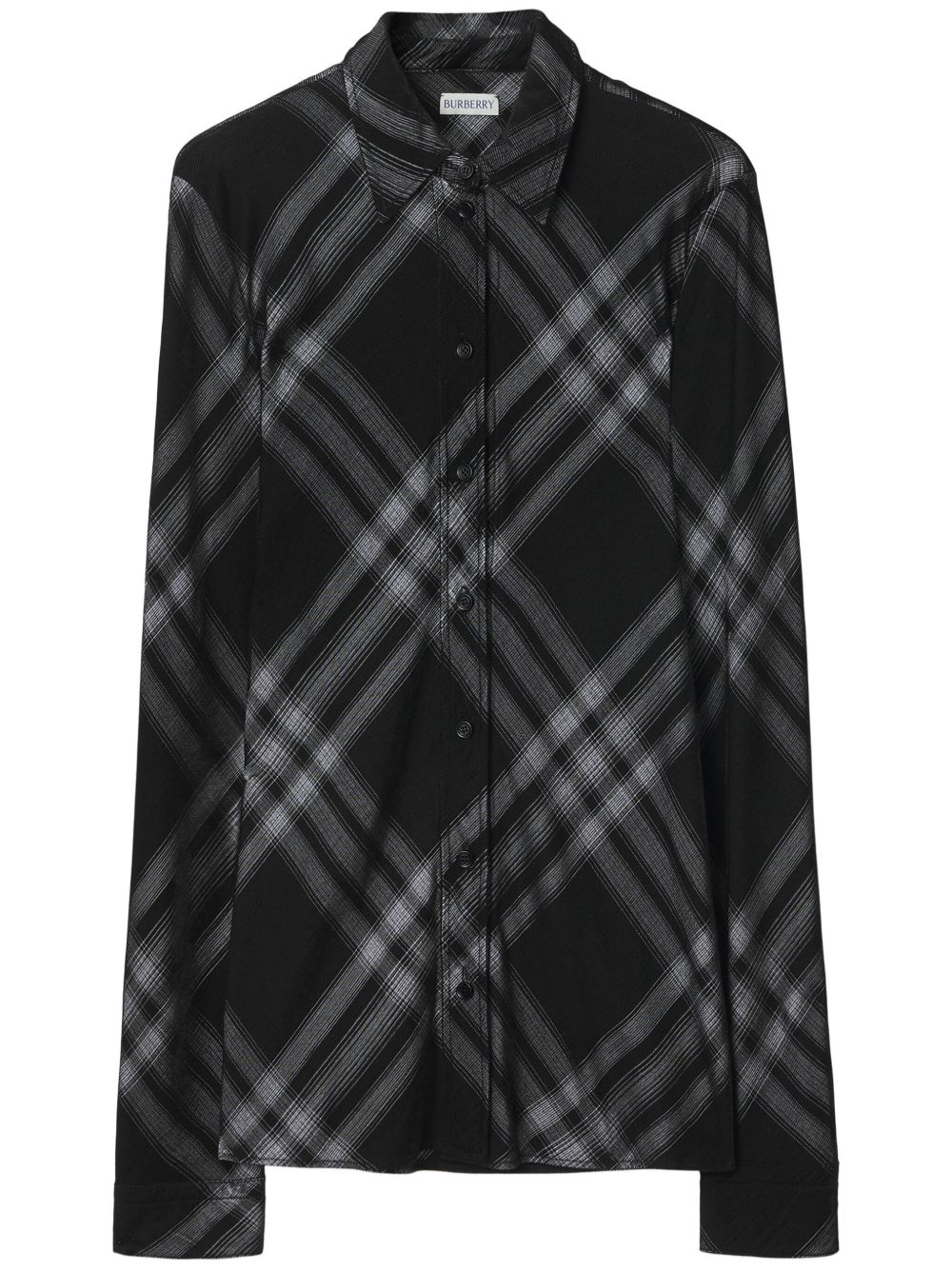 Burberry 格纹长袖衬衫 - 黑色