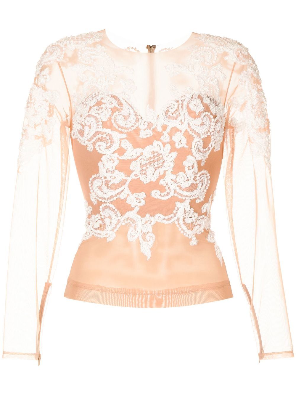 Zuhair Murad 巴洛克刺绣真丝上衣 - 粉色