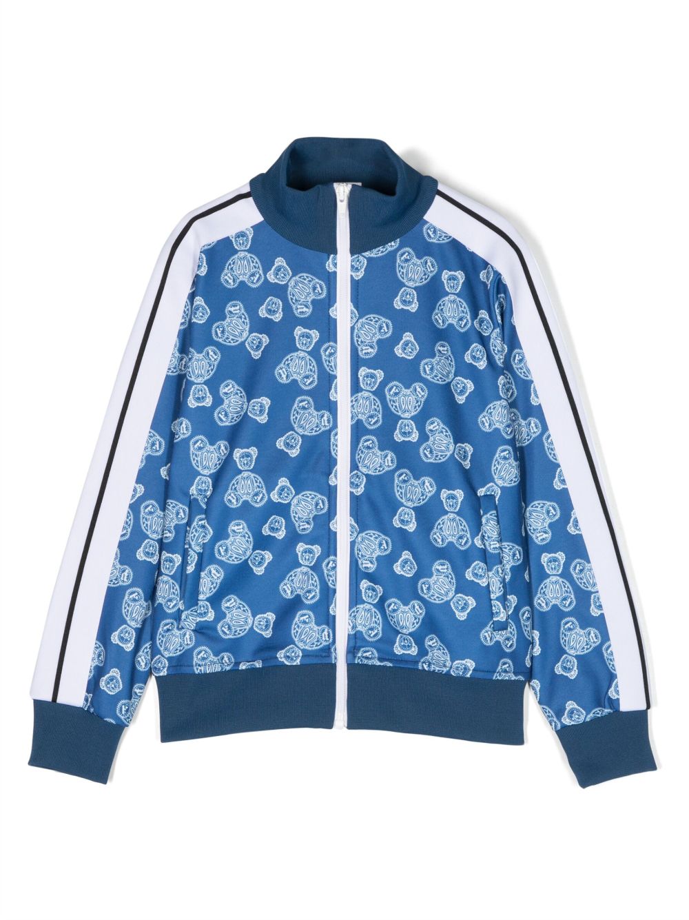 Palm Angels Kids 小熊图案拉链卫衣 - 蓝色
