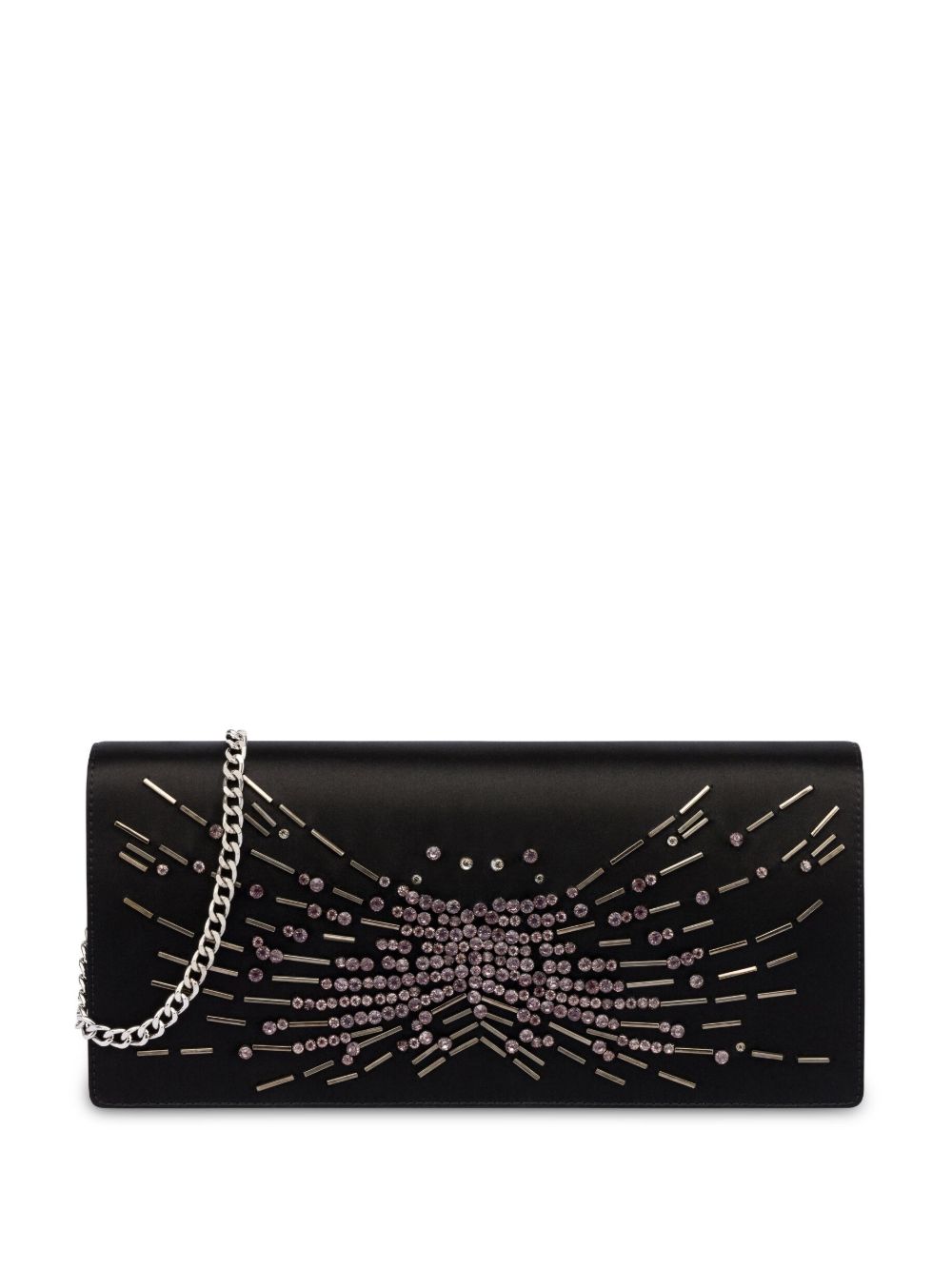 Alberta Ferretti 晶饰缎面手拿包 - 黑色