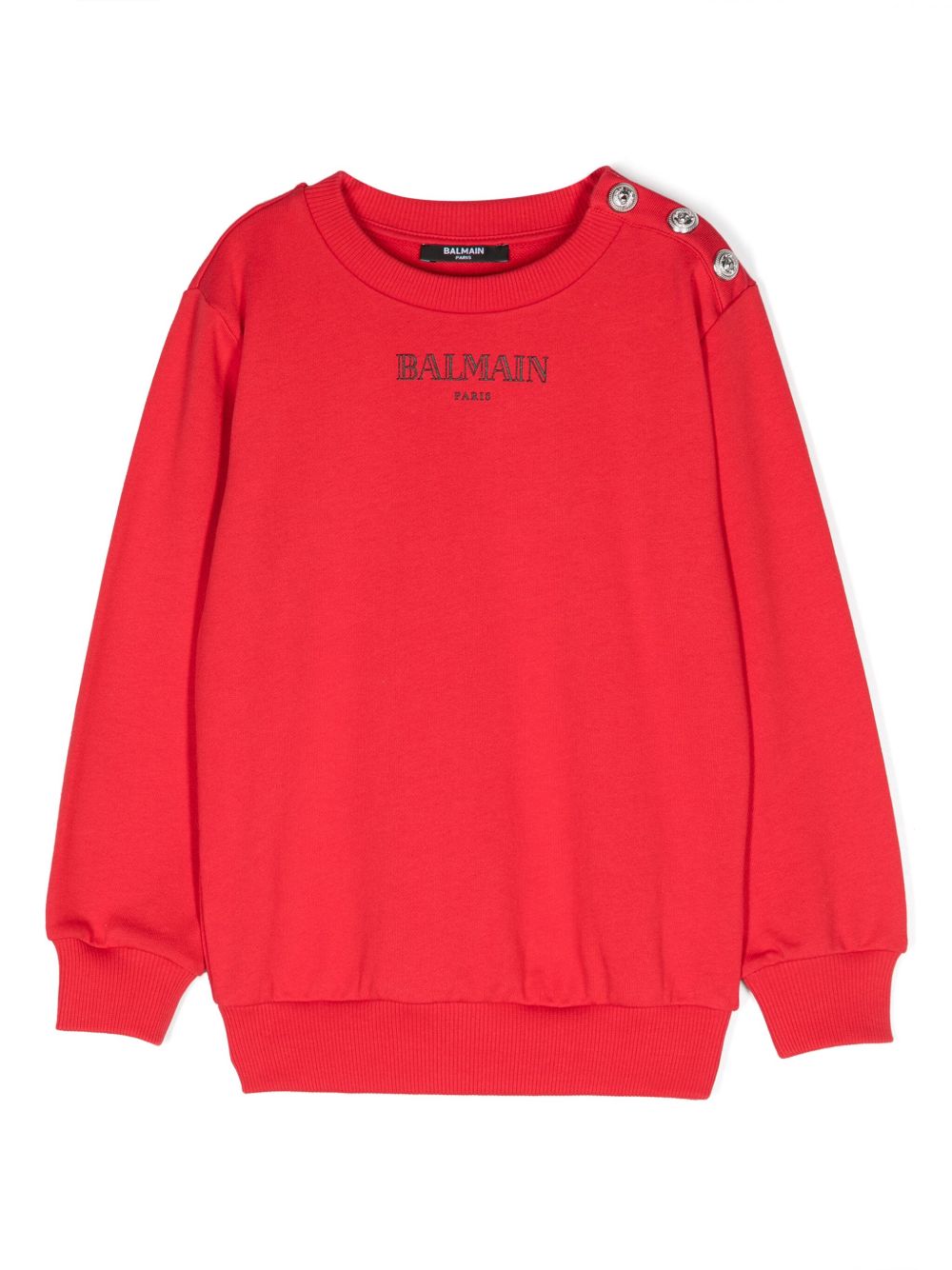 Balmain Kids logo印花棉卫衣 - 红色