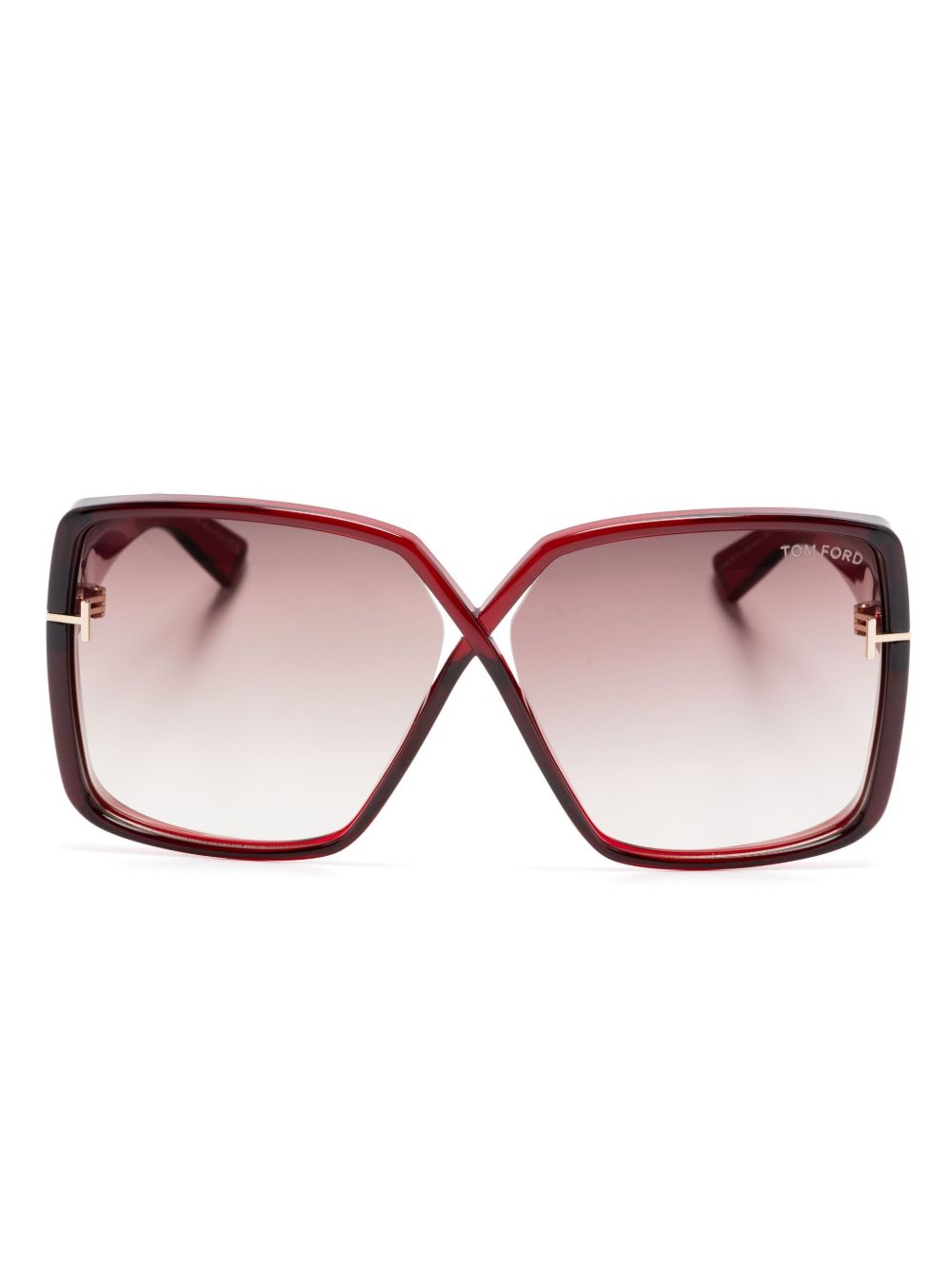 TOM FORD Eyewear Yvonne 超大镜框太阳眼镜 - 红色