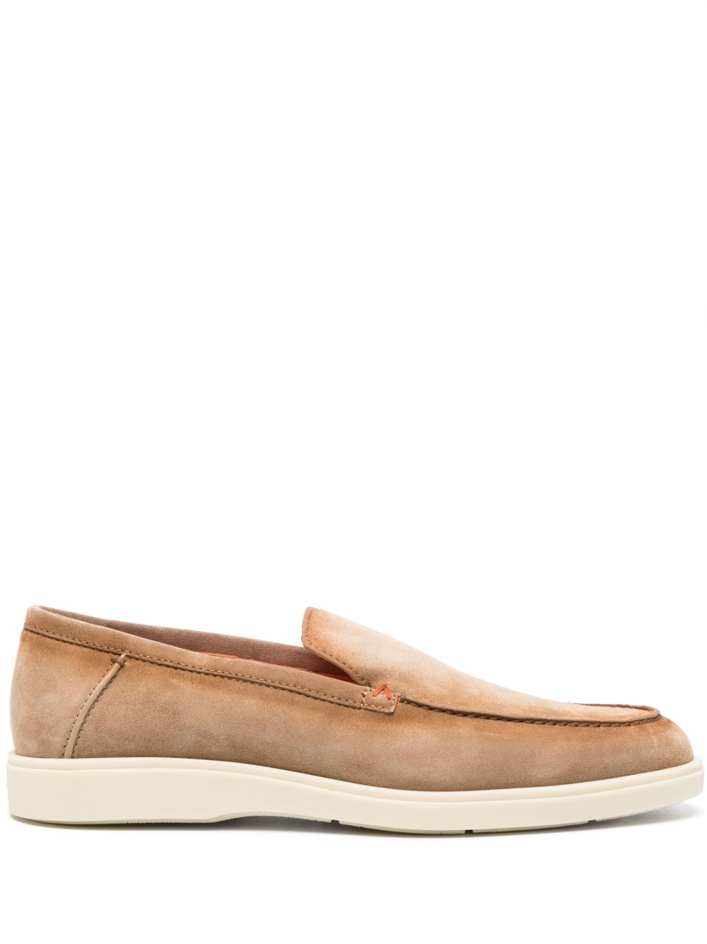 Santoni 杏仁形鞋头绒面皮乐福鞋 - 中性色