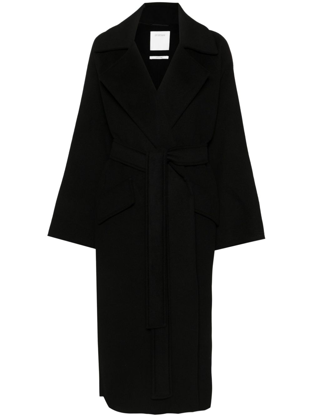 Sportmax 束腰毛毡超长外套 - 黑色
