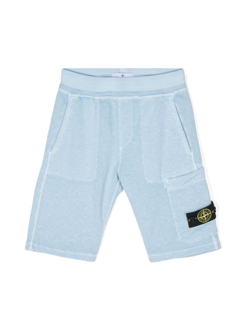 Stone Island Junior 罗盘徽章平纹针织短裤 - 蓝色