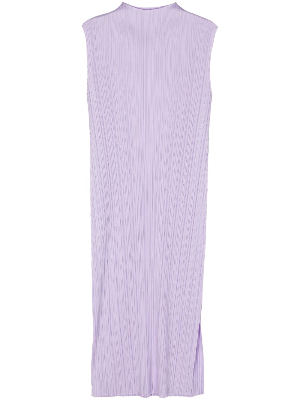 Pleats Please Issey Miyake 细褶企领中长连衣裙 - 紫色
