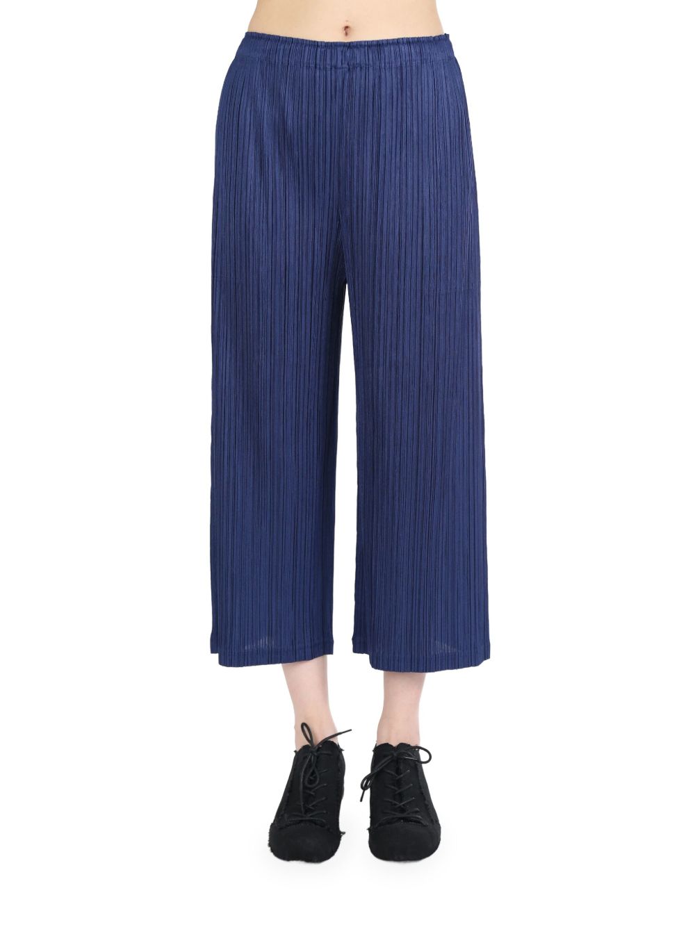 Pleats Please Issey Miyake pleated cropped trousers - 蓝色