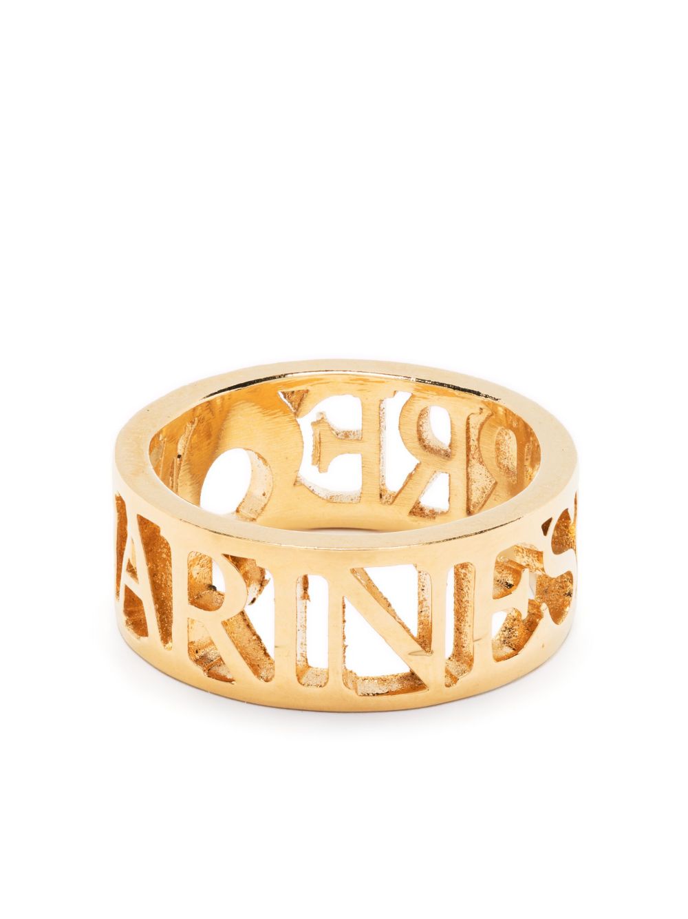 Marine Serre logo镂空抛光戒指 - 金色