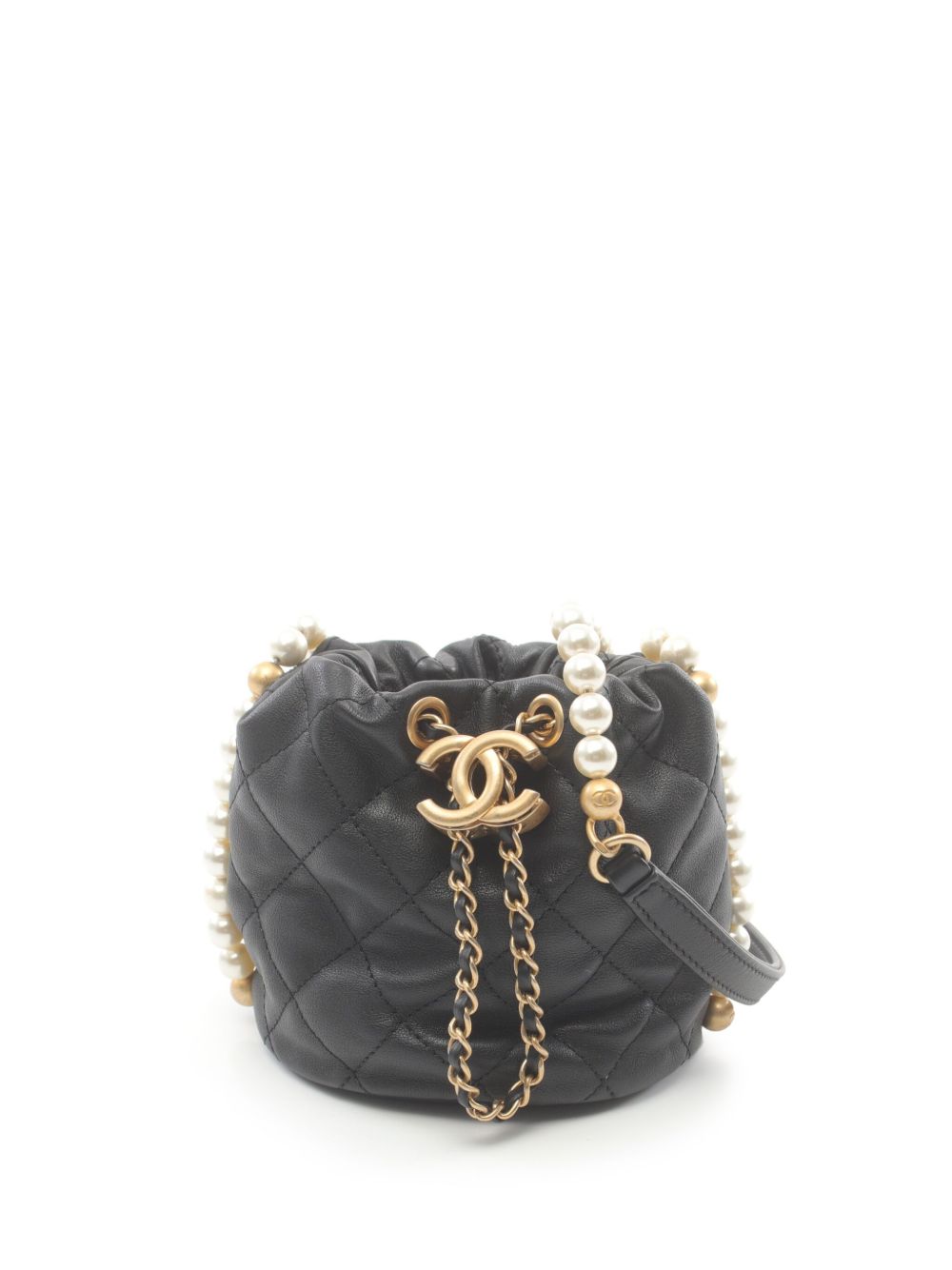 CHANEL Pre-Owned About Pearls 迷你水桶包（2021-2022年典藏款） - 黑色