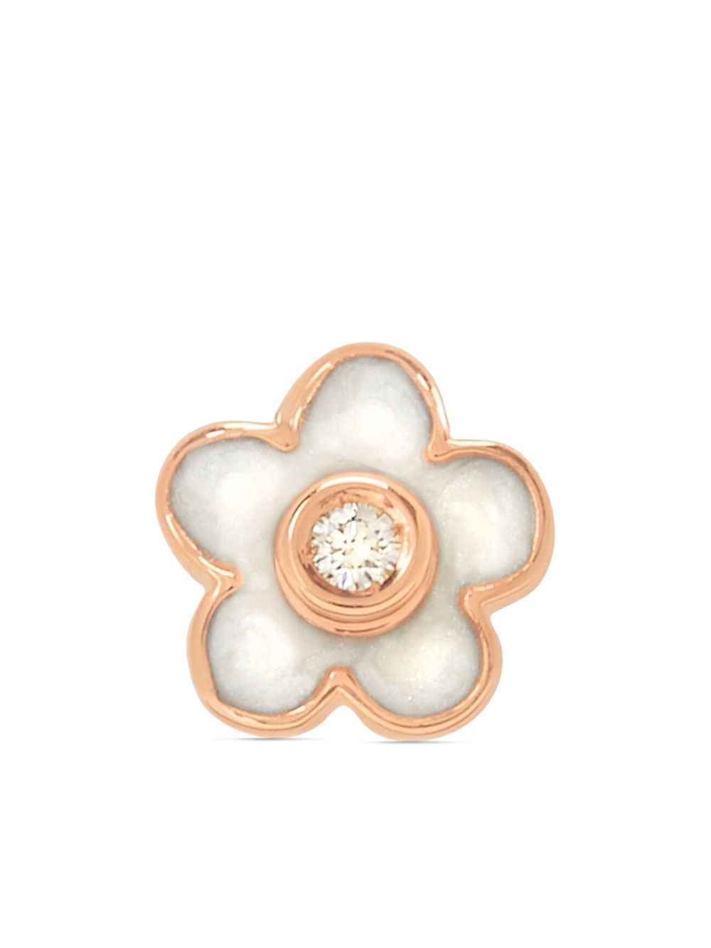 Dodo 9kt rose gold Flower diamond stud earring - 粉色