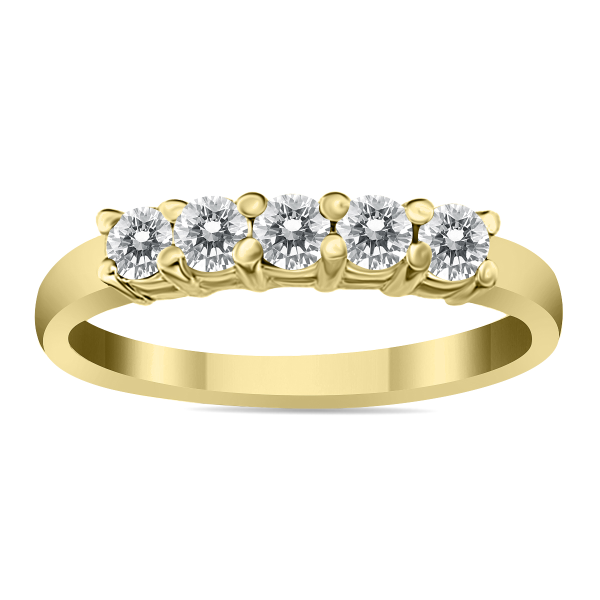 1/2 Carat TW 5 Stone White Diamond Ring in 10K Yellow Gold