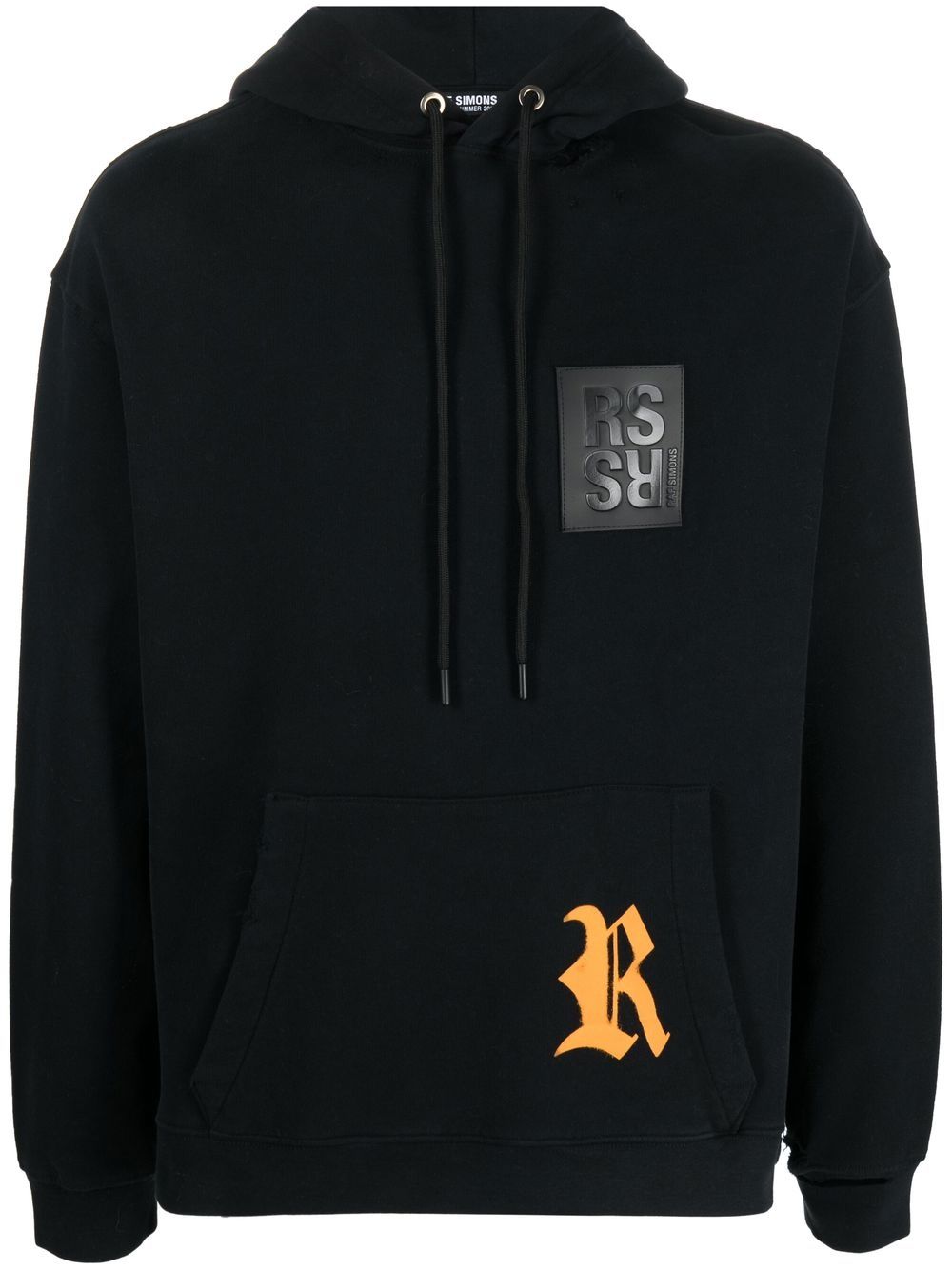 Raf Simons 标贴印花连帽衫 - 黑色