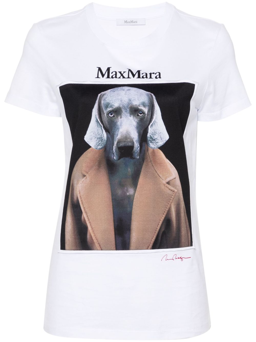 Max Mara 小狗印花棉T恤 - 白色