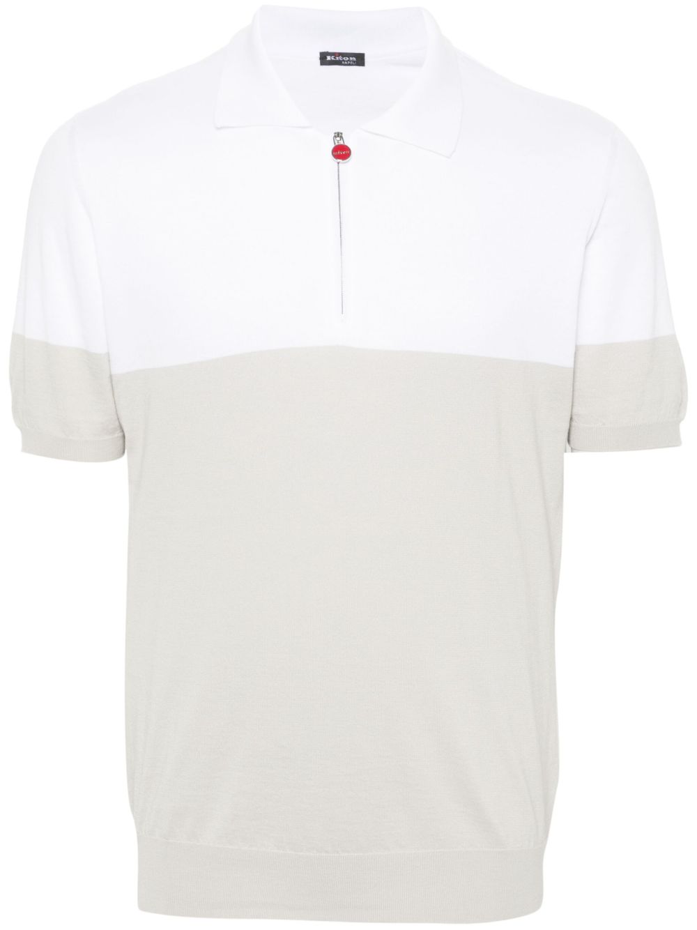 Kiton 细罗纹双色polo衫 - 白色