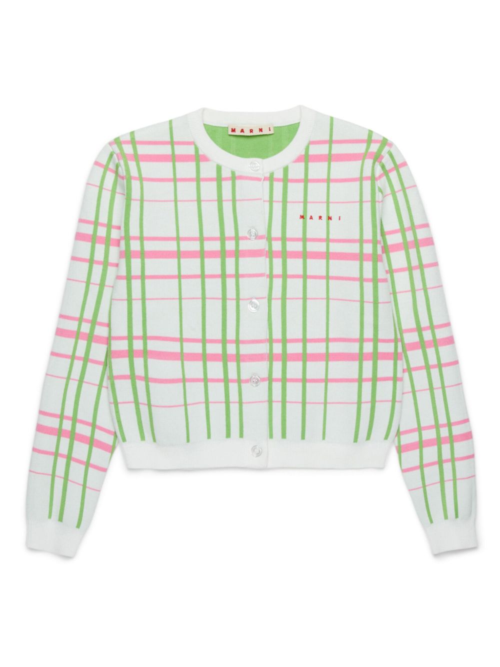 Marni Kids 格纹开衫 - 白色