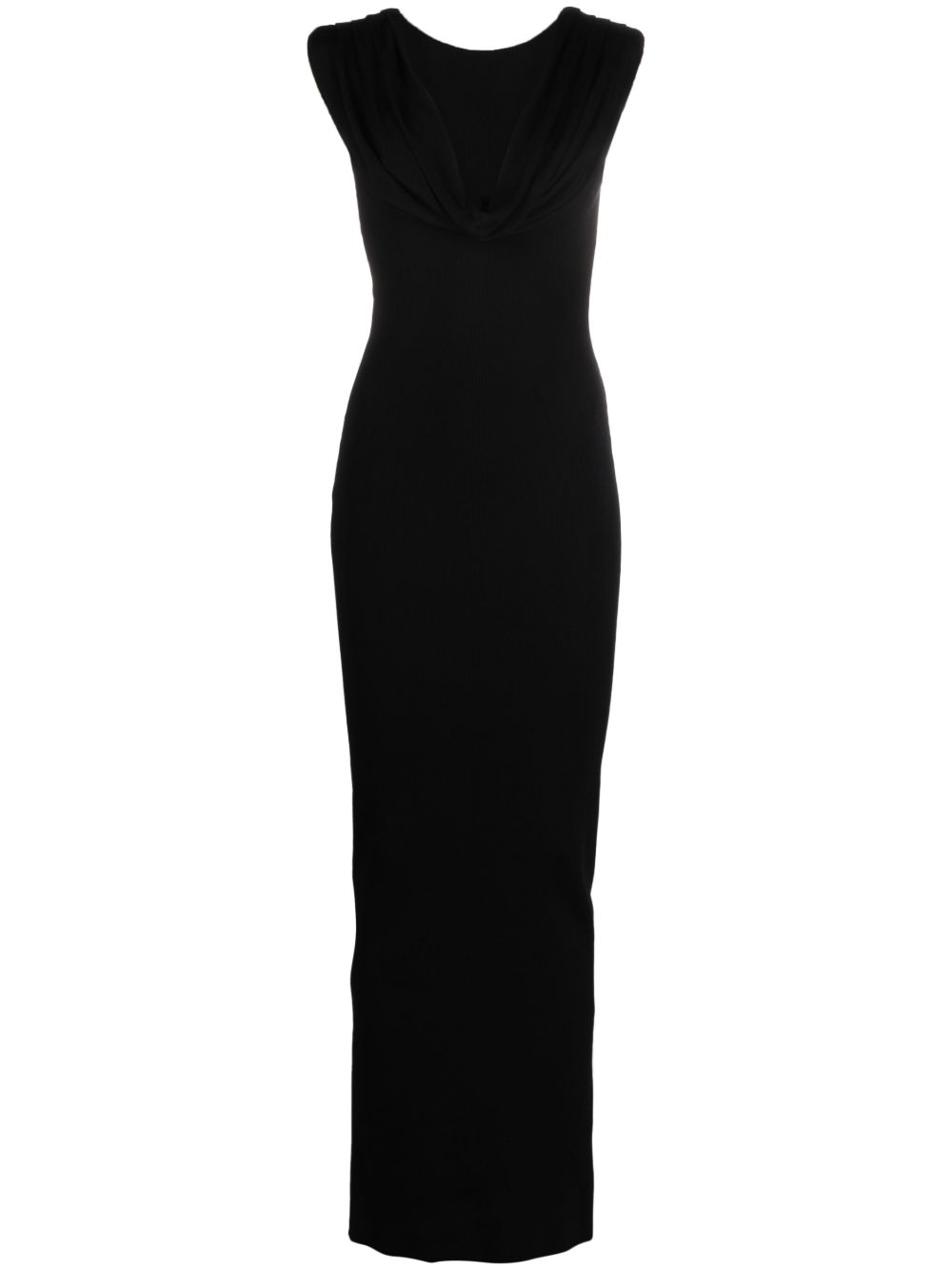 Givenchy Kleid 垂坠领超长连衣裙 - 黑色
