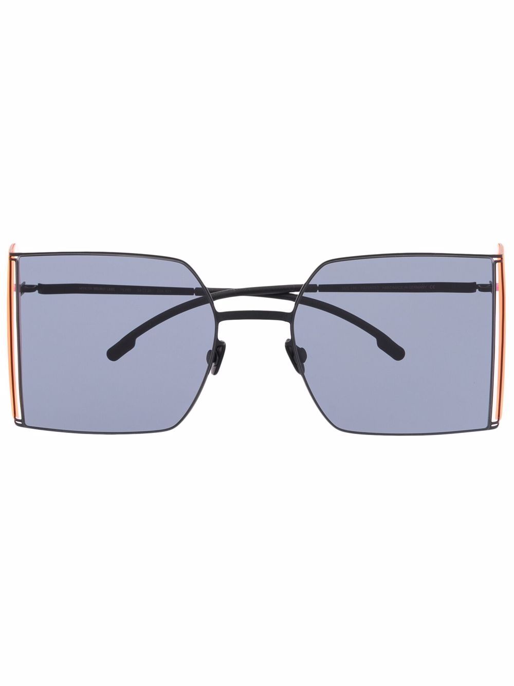 Mykita x Helmut Lang 飞行员镜框太阳眼镜 - 黑色