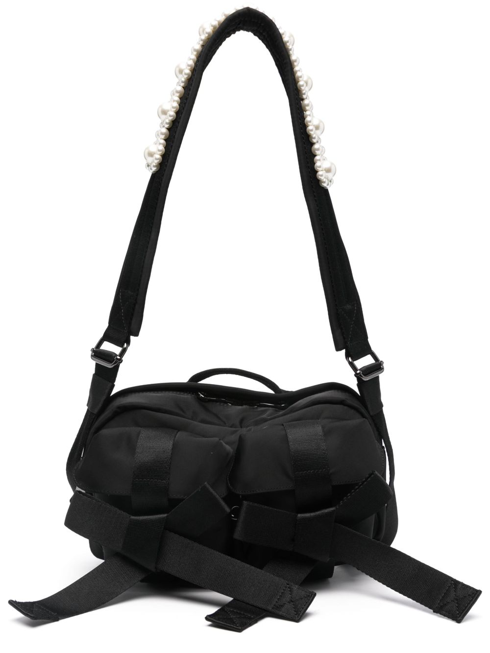 Simone Rocha Classic Bow 蝴蝶结细节邮差包 - 黑色