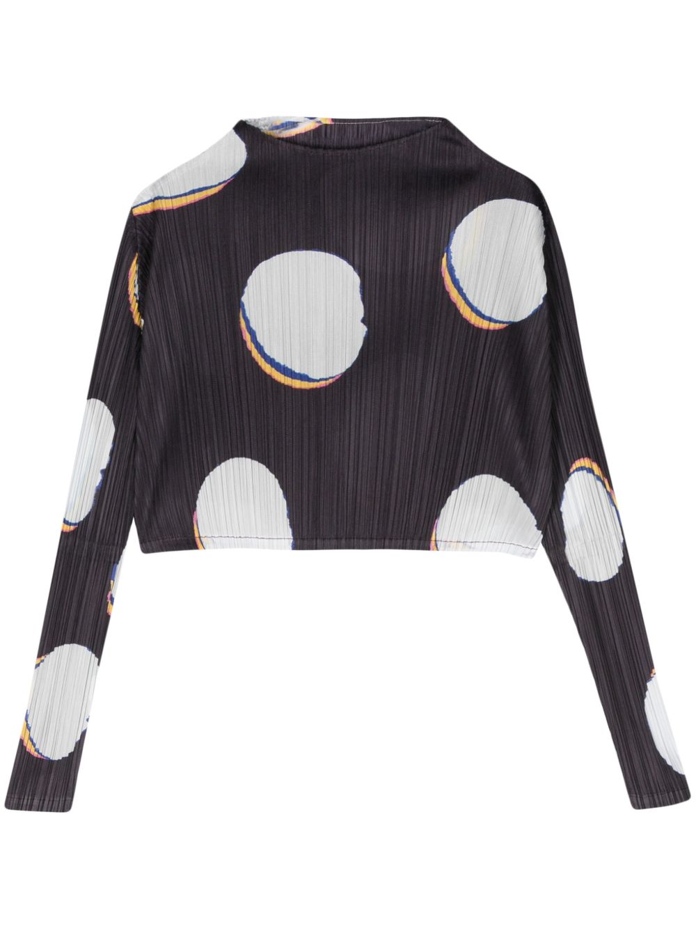 Pleats Please Issey Miyake Bean Dots 褶饰短款上衣 - 紫色