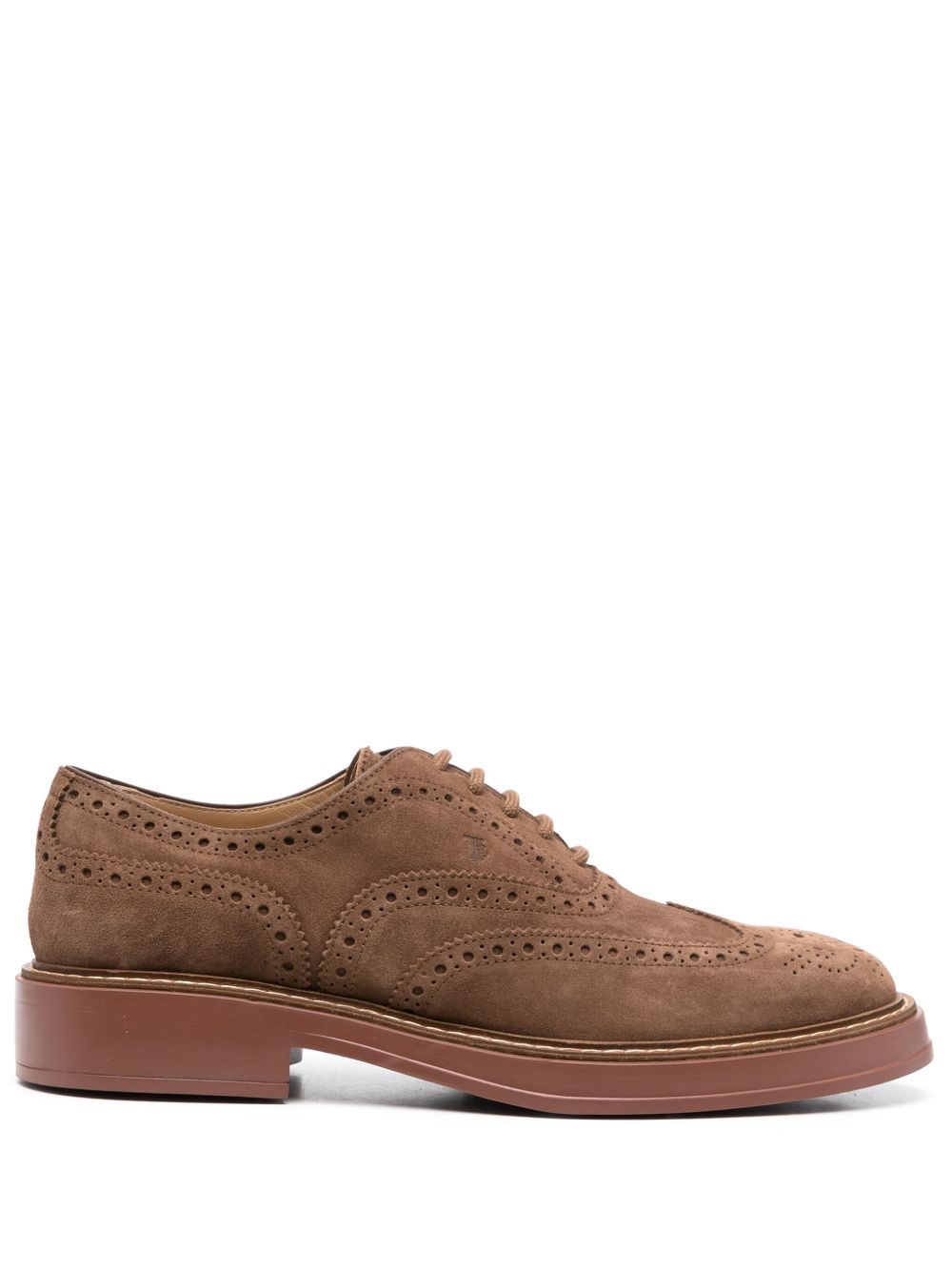 Tod's 系带绒面皮布洛克鞋 - 褐色
