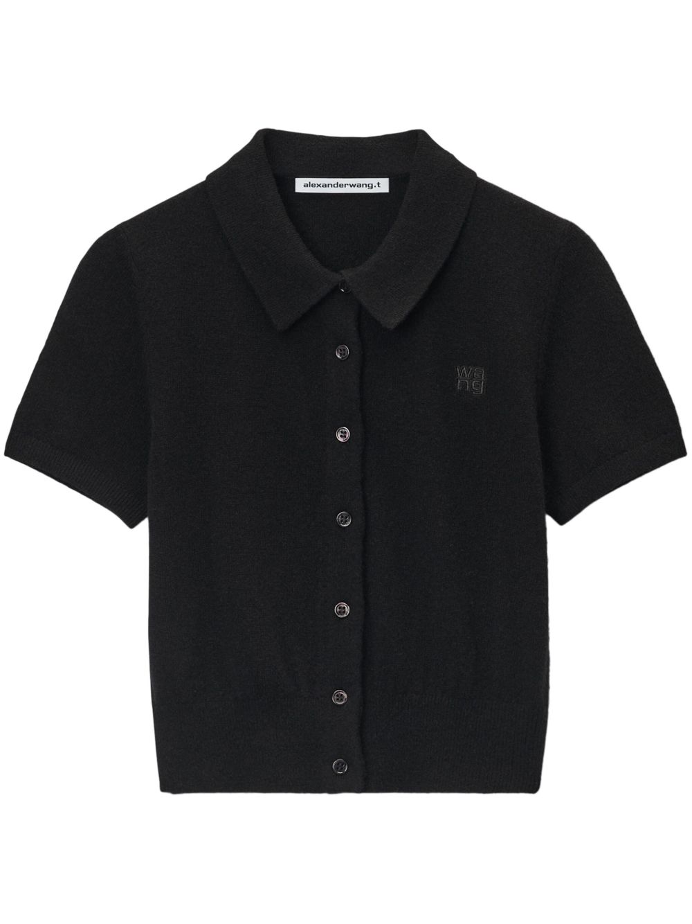 Alexander Wang logo刺绣polo衫 - 黑色