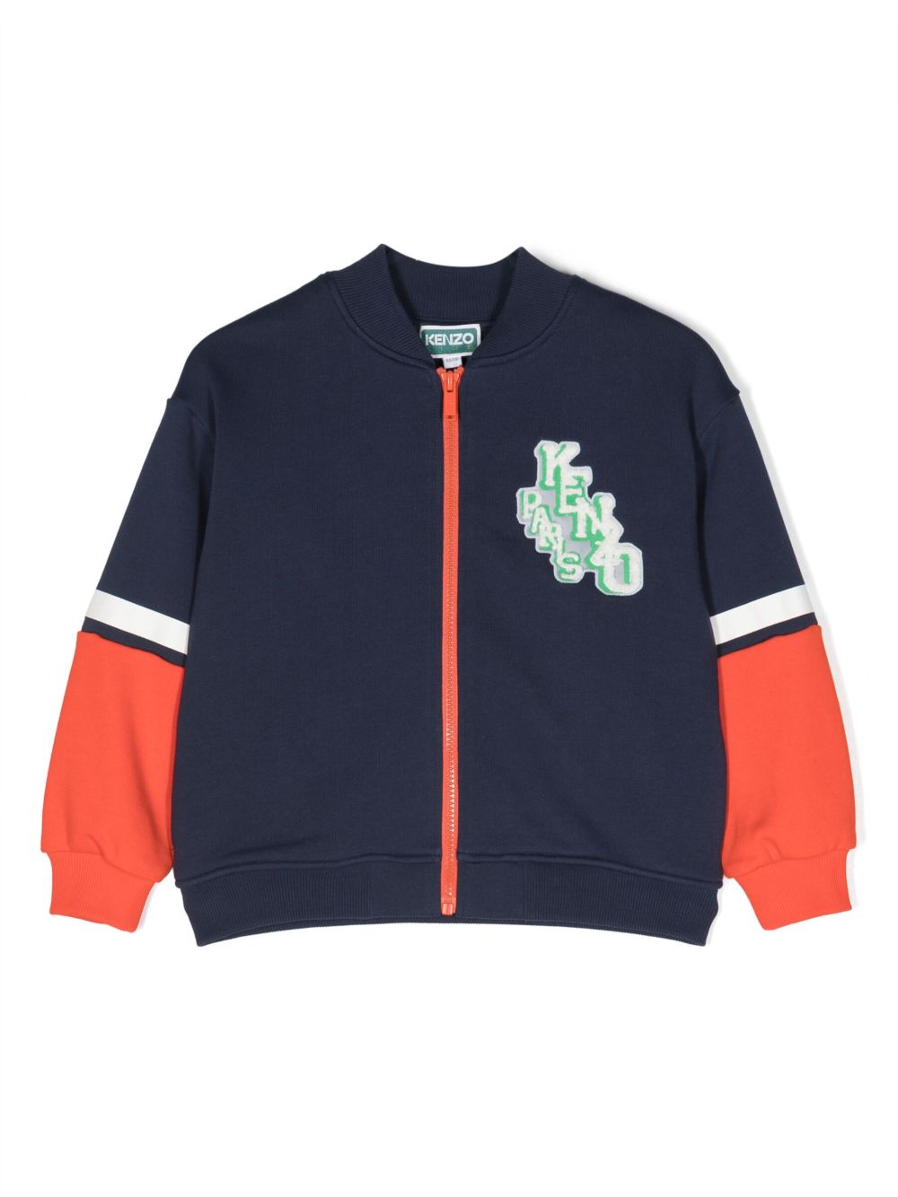 Kenzo Kids 标贴拉链卫衣 - 蓝色