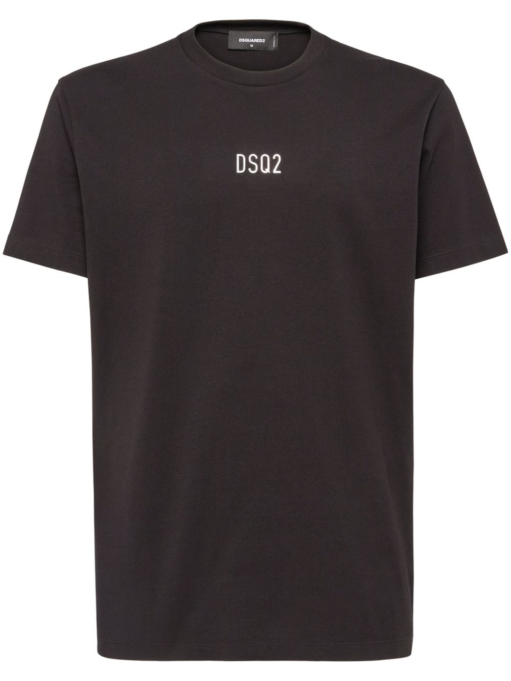DSQUARED2 logo压纹棉T恤 - 黑色