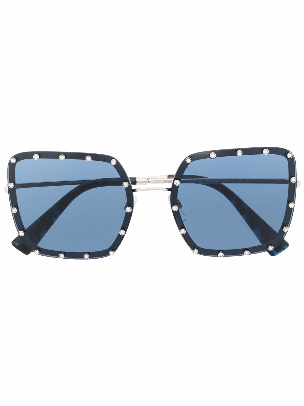 VALENTINO GARAVANI EYEWEAR 水钻缀饰超大框太阳眼镜 - 银色