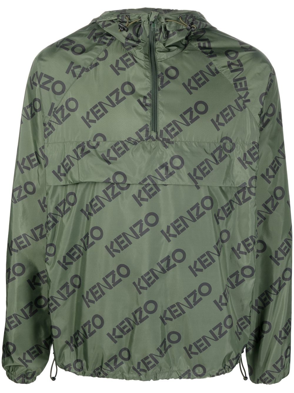 Kenzo logo印花连帽夹克 - 绿色