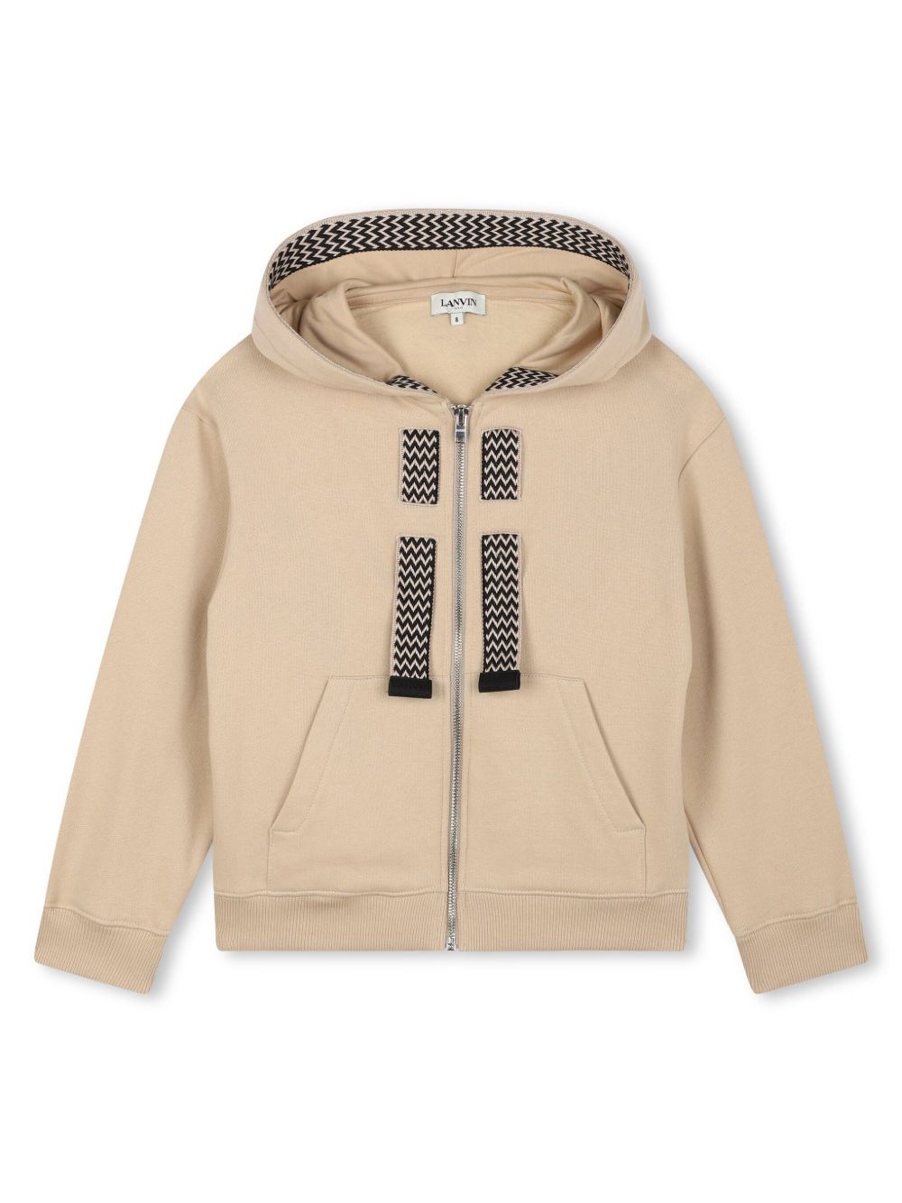 Lanvin Enfant logo刺绣拉链连帽衫 - 蓝色