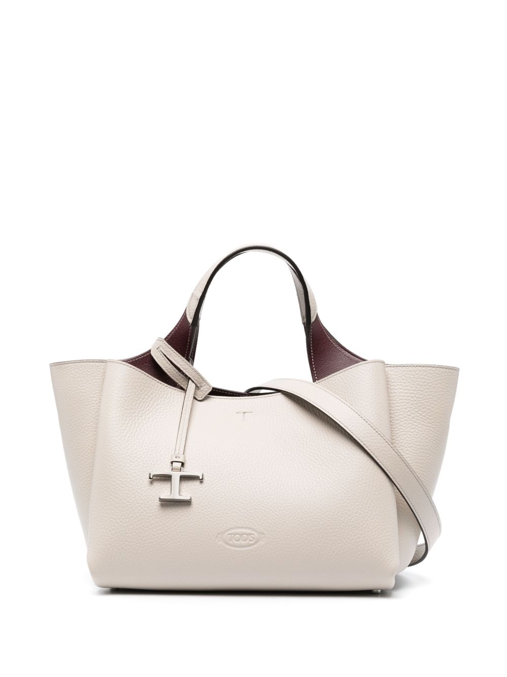 Tod's logo标牌皮质手提包 - 灰色