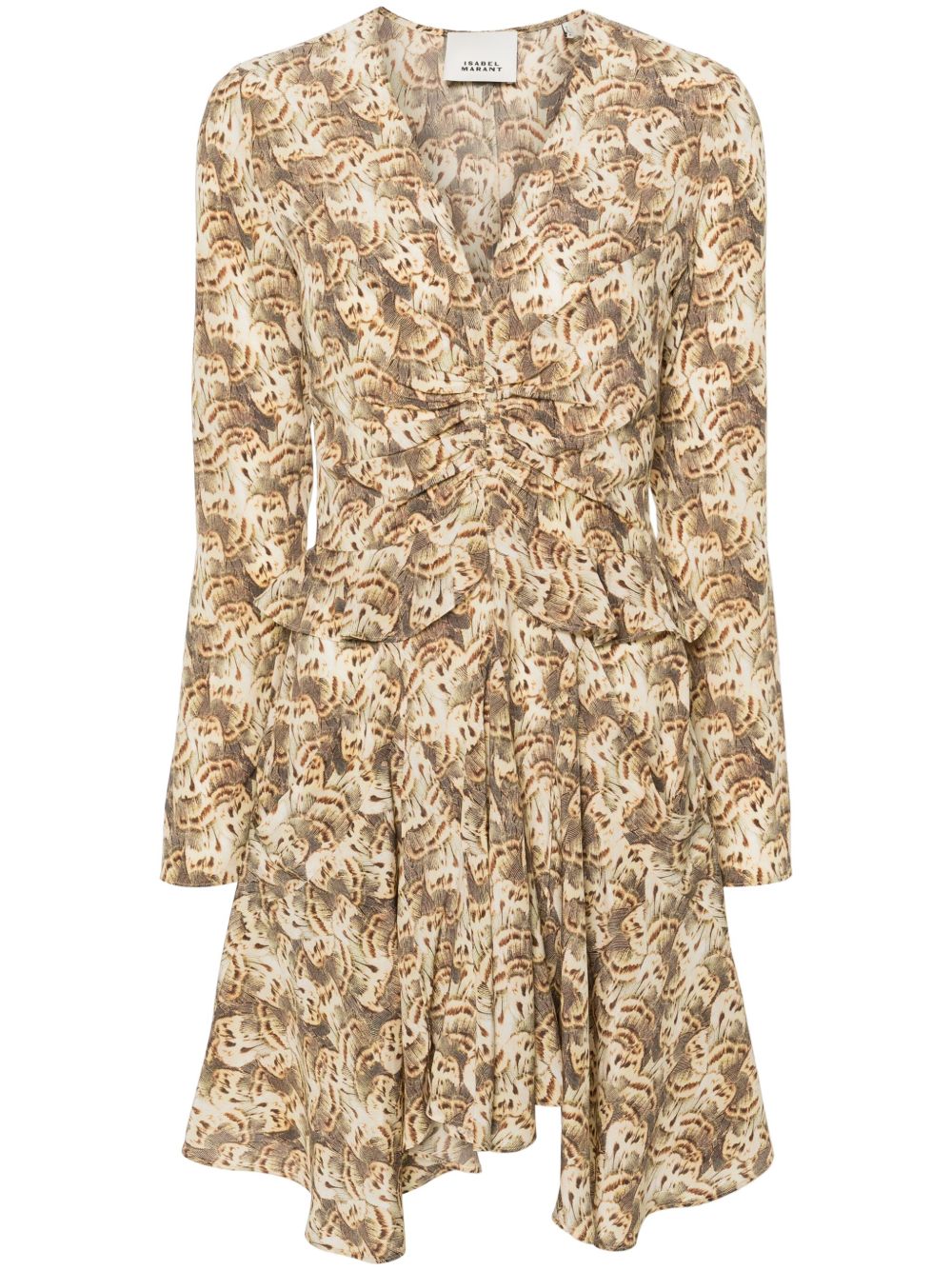 ISABEL MARANT Usmara 真丝迷你连衣裙 - 褐色