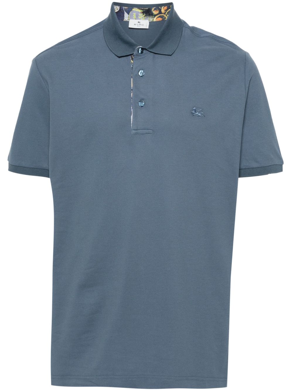 ETRO Pegaso 图案珠地布polo衫 - 蓝色