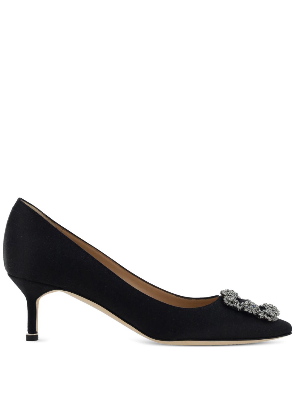 Manolo Blahnik Hangisi 缎面低跟鞋（3厘米） - 黑色
