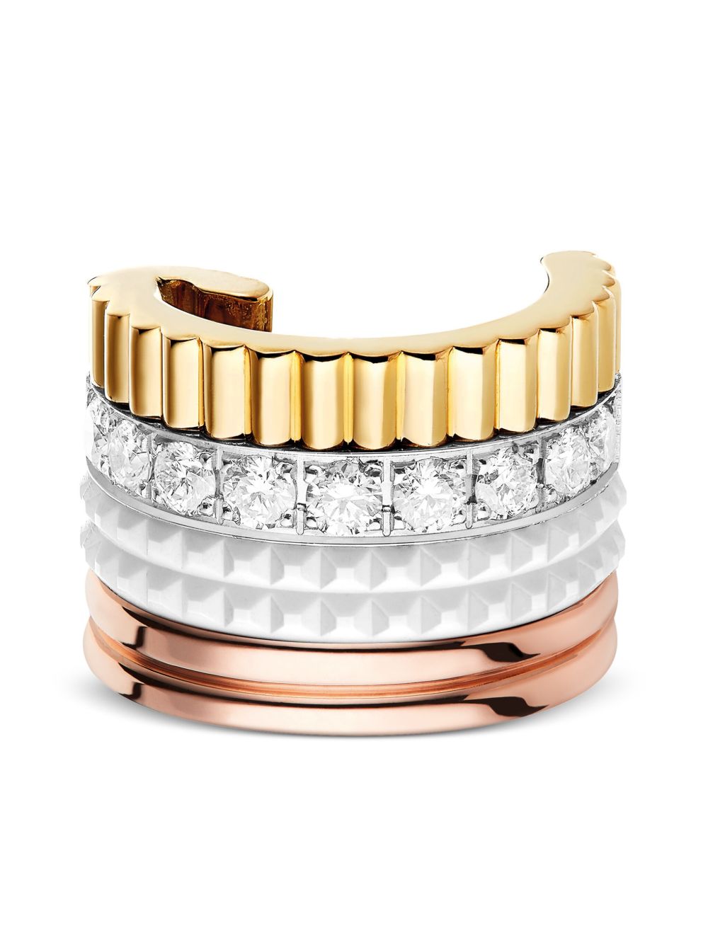 Boucheron Quatre 18K黄金玫瑰金白金钻石耳骨夹 - 金色