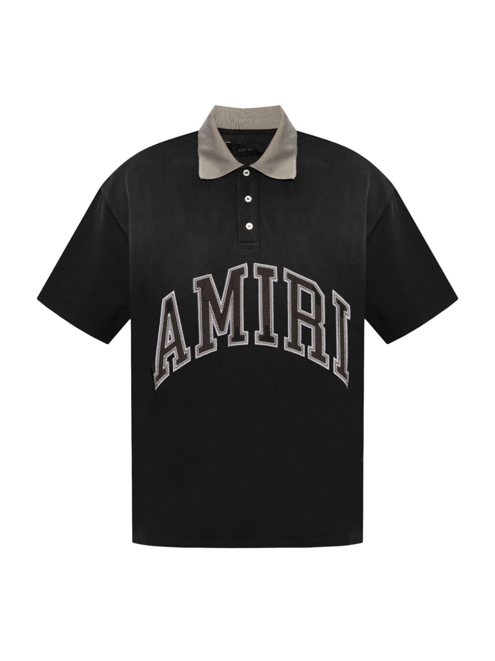 AMIRI logo刺绣棉polo衫 - 黑色