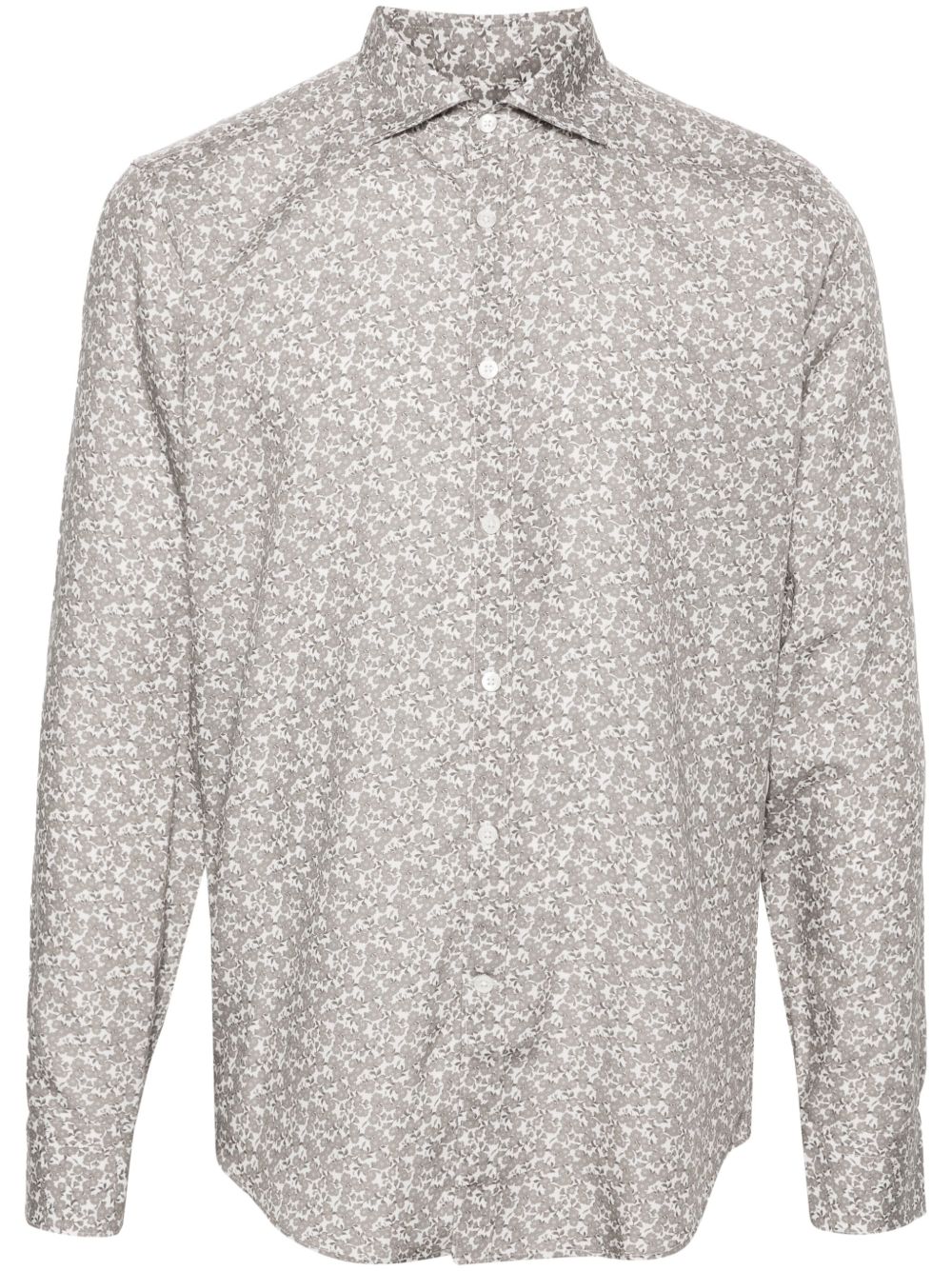 Canali 花卉印花府绸衬衫 - 白色