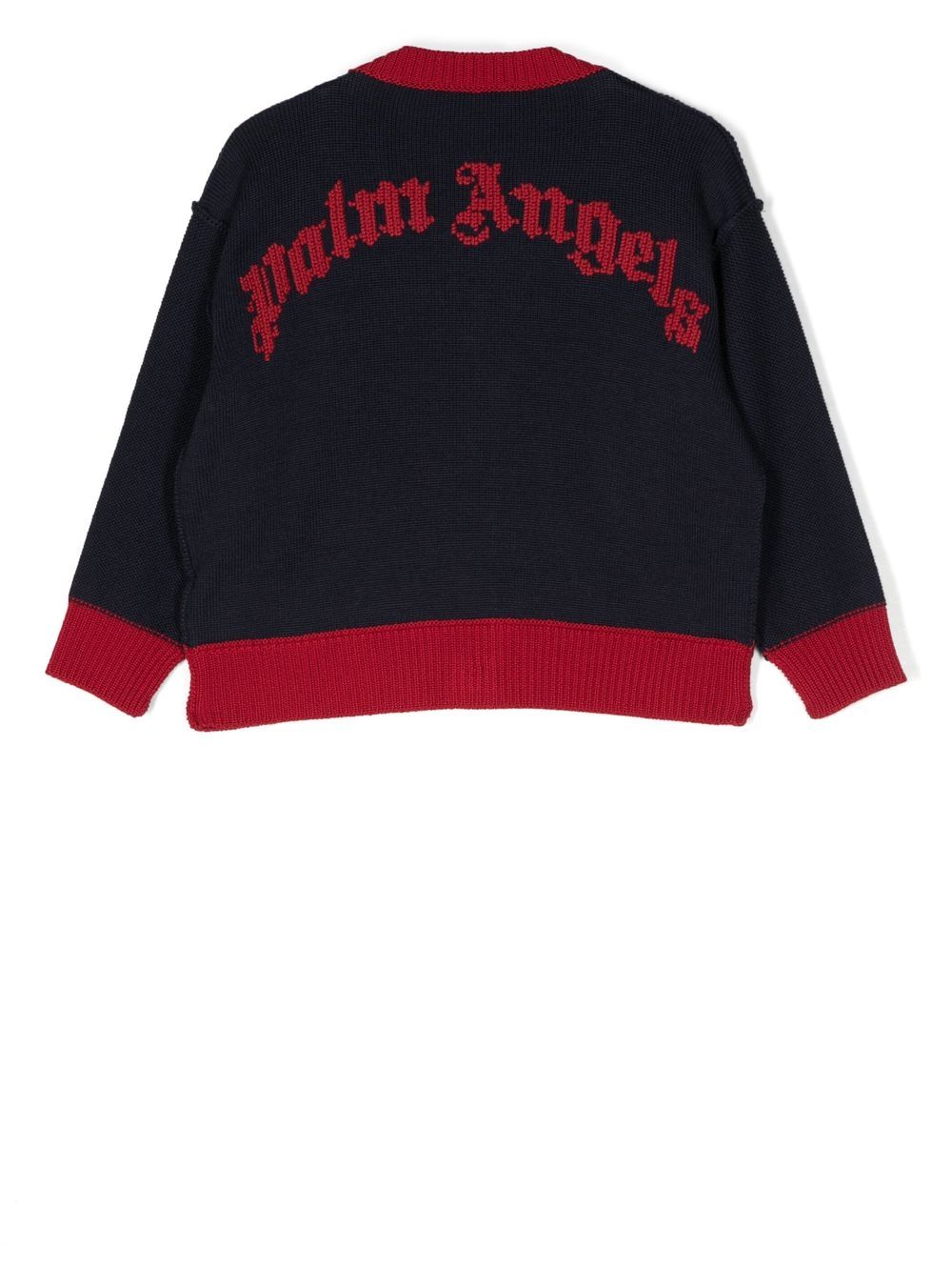 Palm Angels Kids 双色羊毛开衫 - 蓝色