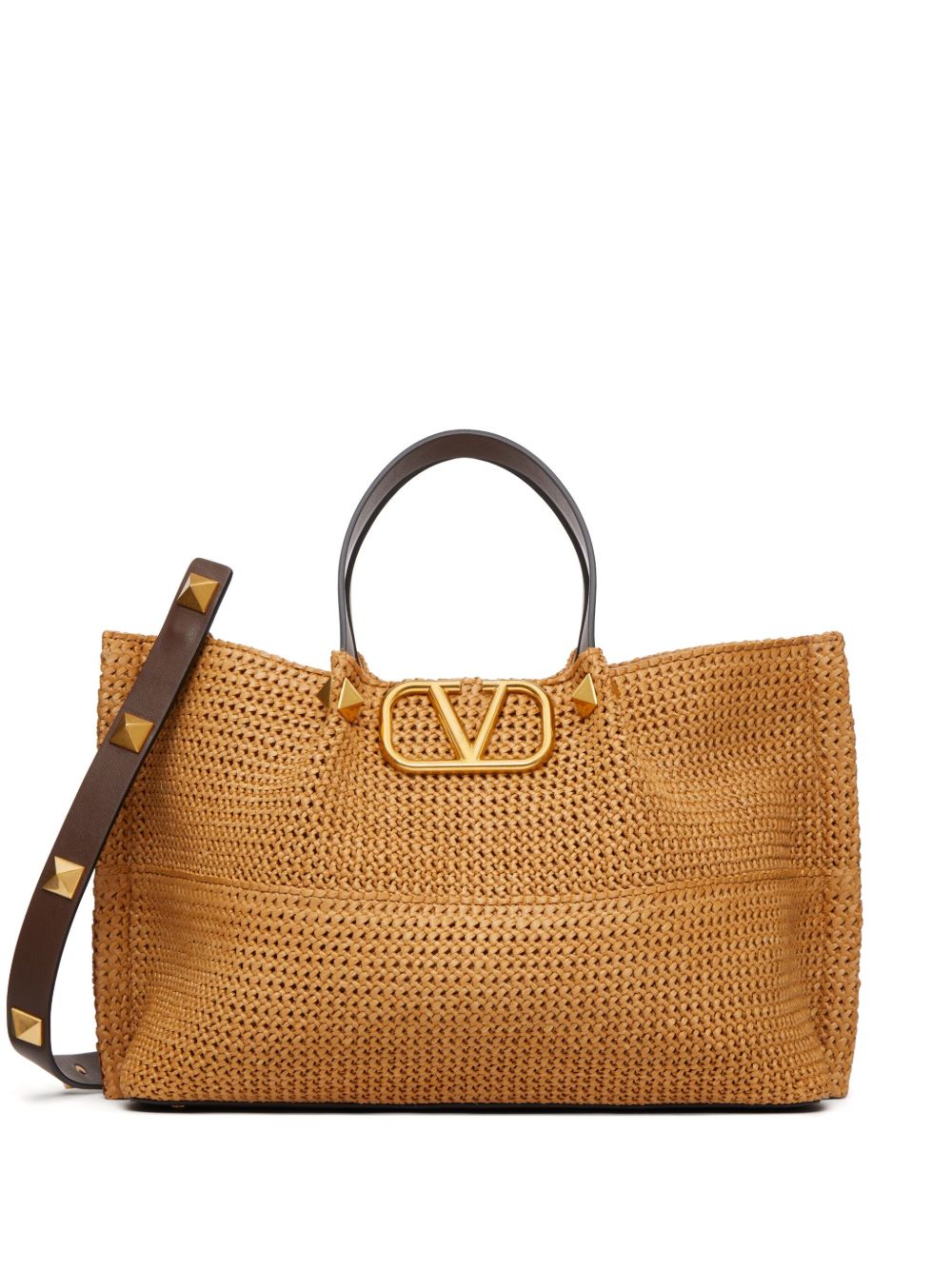 Valentino Garavani Summer 拉菲草中号手提包 - 中性色