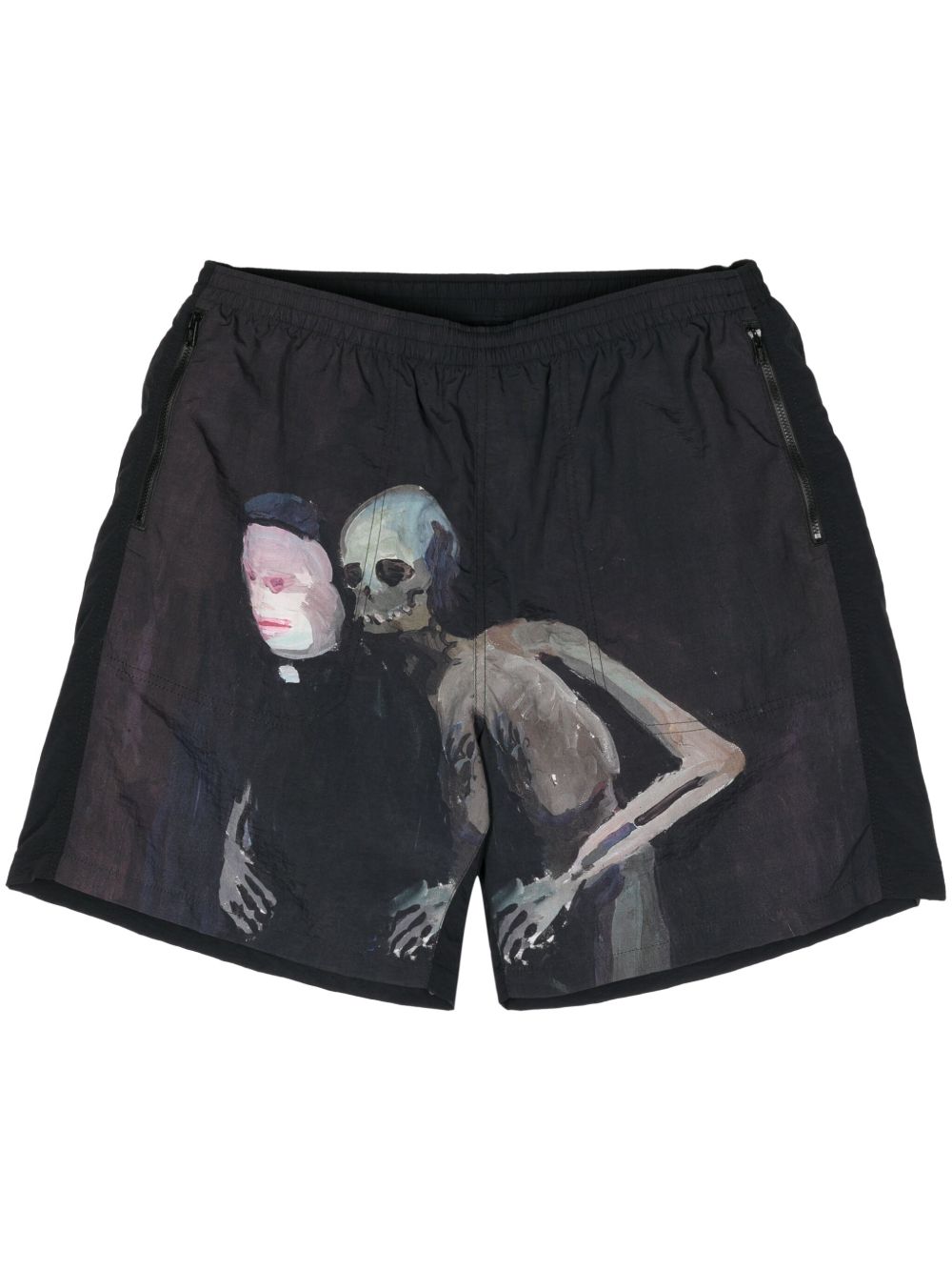 Undercover x Helen Verhoeven 绘画印花短裤 - 黑色